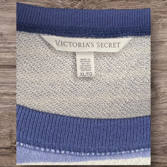 Victoria’s Secret Blue/White Striped "Cali" Sweatshirt XL - Picture 3 of 6